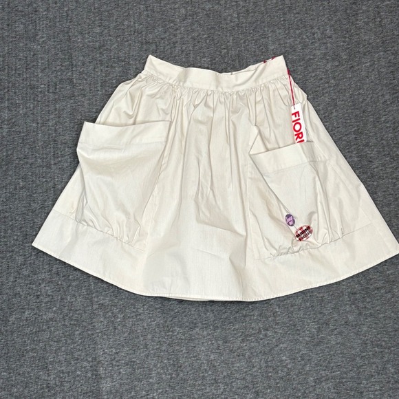 Fiorucci Cotton Beige Front Pockets A-Line Mini Skirt Womens Size IT 38 / US 2 - Picture 1 of 11
